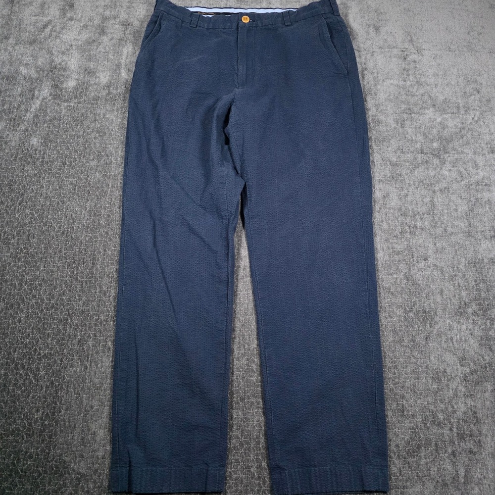 Brooks Brothers Seersucker Pants Mens 36x30 Clark Navy Blue Chinos Cotton